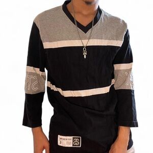 Stussy Black and Gray Long Sleeve Tee